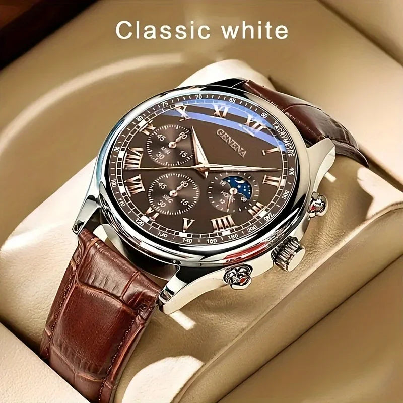 Classic Roman Dial Business Watch Leather